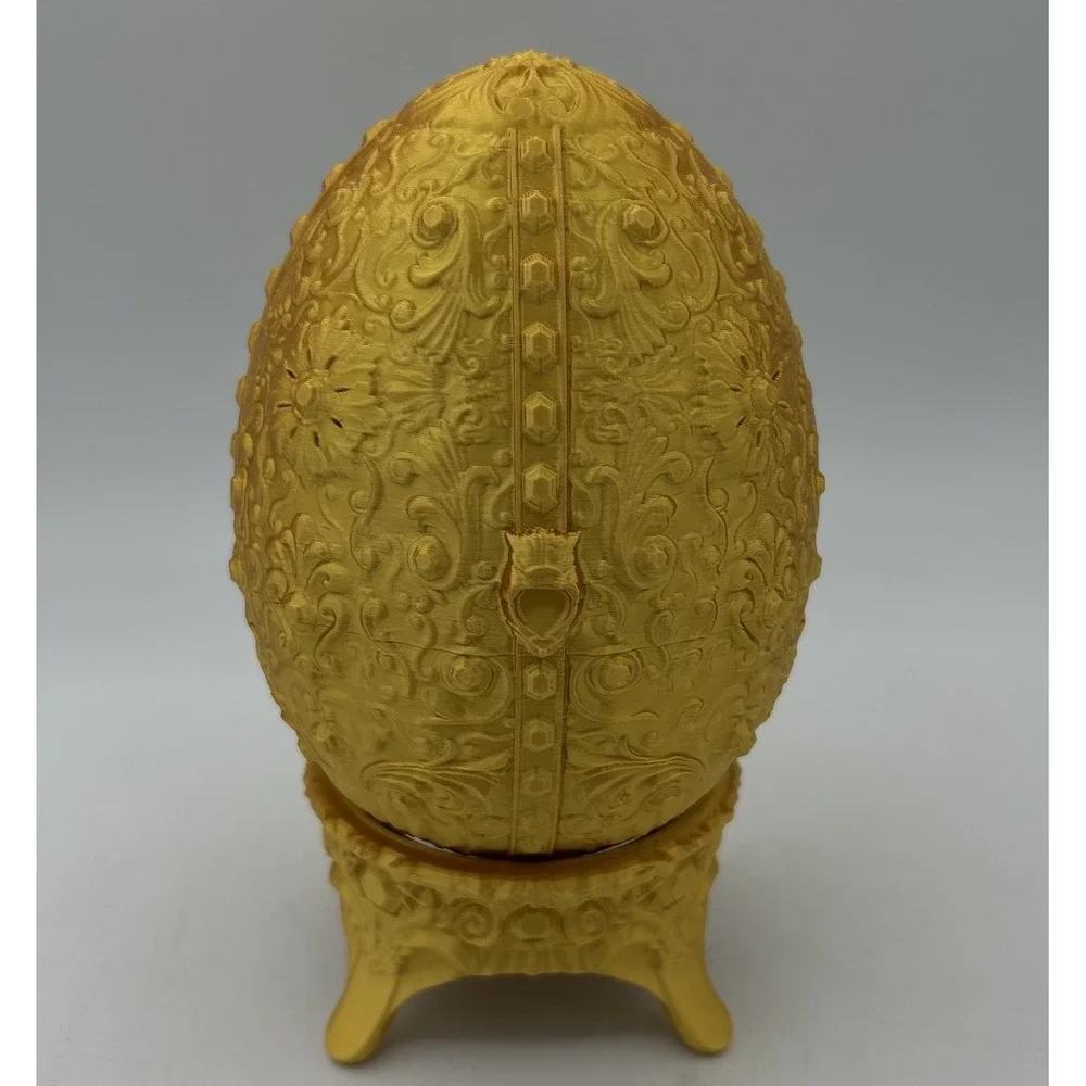 Egg Trinket Candy Container Sovereign Shell With Stand Faberge‎ Like Decor Gold